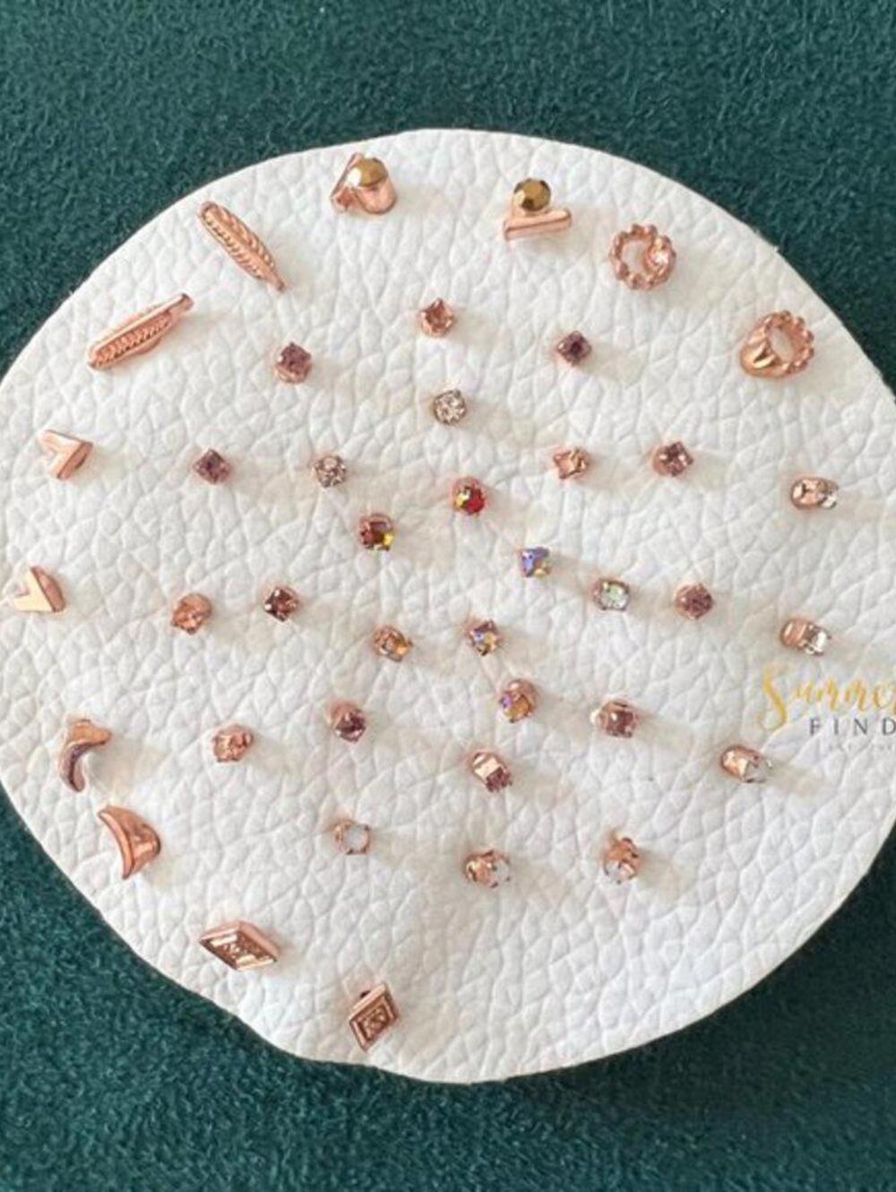 Free People Teeny Tiny Mega Stud Earring Set Rose Gold [065]